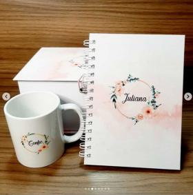 Caixa Presente Caderno + Caneca Papelão Paraná 1.7mm   Personalizado fosco ou brilho 