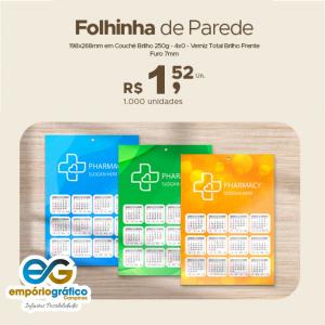 Calendário de Parede Duplex 250 grs 18x27cm  UV total frente  